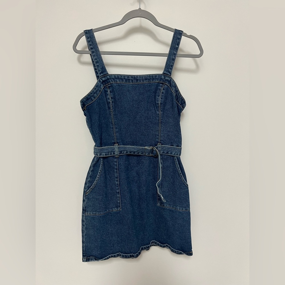 Denim Sleeveless Dress with Belt
